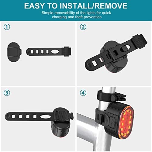 Te-Rich Bike Lights Front and Back, Rechargeable Bike Lights Set Waterproof, Super Bright Bicycle Lights Front & Rear, LED Cycle Lights for Men and Women, USB Bike Lights for Mountain/Road/Kids Bikes