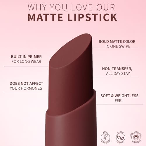 Image of TEEN TEEN Color Life Nontransfer Crayon Lipstick | Matte Finish with Built-in Primer | Waterproof & Long Lasting Lip Color | Smudge-Proof, Fade-Resistant Formula | Love-Me-More, 2gm