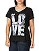 Hanes Womens Short Sleeve Graphic V-neck Tee Fashion-t-shirts, Big Love/Black, X-Large US