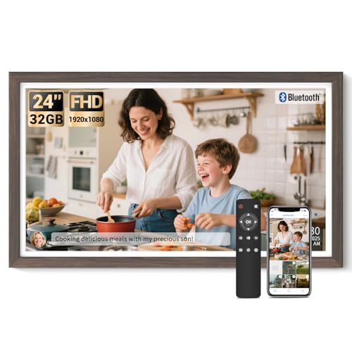 BSIMB 24-Inch Dark Wood Digital Picture Frame