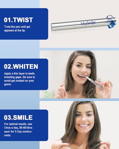 mysmile non-sensitive teeth whitening pen mint gel enamel safety 8ml 30 treatments fast remove 20 years of stains care oral bright smile alternative teeth whitening strips