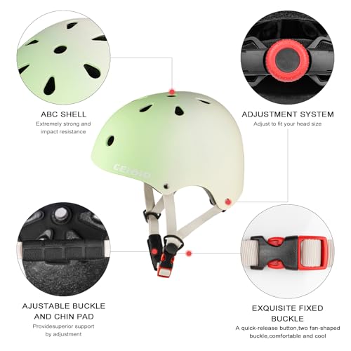 CELOID Kids Bike Helmet,Toddler Skateboard Helmets for Ages 5-8-9 Years Boys Girls,Adjustable Multi-Sport Bicycle Skateboarding Football Roller Scooter Rollerblade Balance Bike Helmet,Teal White