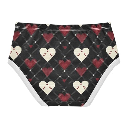 ZZKKO Diamond Grid Heart Love Girls Underwear Toddler Panties for Girls Comfort Brief Size 2T-8Y2