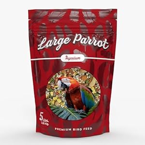 Mycelium Premium Large Parrot Plus – Organic, Non-GMO, High Nutritional Value Bird Food for Large Parrots, Sourced from Local USA Farms, Sustainable Farming, 5 lbs