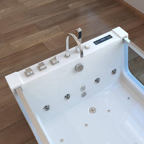 Home Deluxe - Whirlpool Badewanne - ATLANTIC XL - Maße: 180 x 120 x 60 cm - inkl. Heizung, Massagefunktion und kompl. Zubehör I Wanne für 2 Personen, Indoor Pool