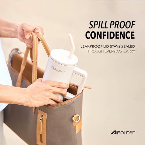 Image of Boldfit Tumbler Bottle with Lid and Straw 1.2L Stainless Steel Water Tumbler | Leakproof Travel Mug with Handle & Reusable Straw Sipper with Cleaning Brush 1200ml