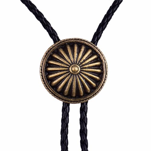 Image of Cowboy Bolo Tie for Men, Vintage Cow Skull Bolo Tie Necklace Native American Necktie for Men Women