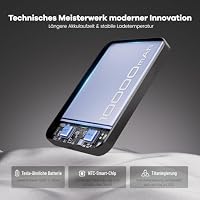 Kstime Magnetische Powerbank, 10000 mAh, 14 mm, ultradünnes Titan-Design, PD20W, kabelloses tragbares Ladegerät mit USB-C-Eingang und Ausgang, kompatibel mit iPhone 17/16/15/14/13/12 Serie (Burgunder) – Ansicht 4