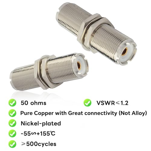 Conector UHF hembra a hembra coaxial, pack de 2 miniatura 3