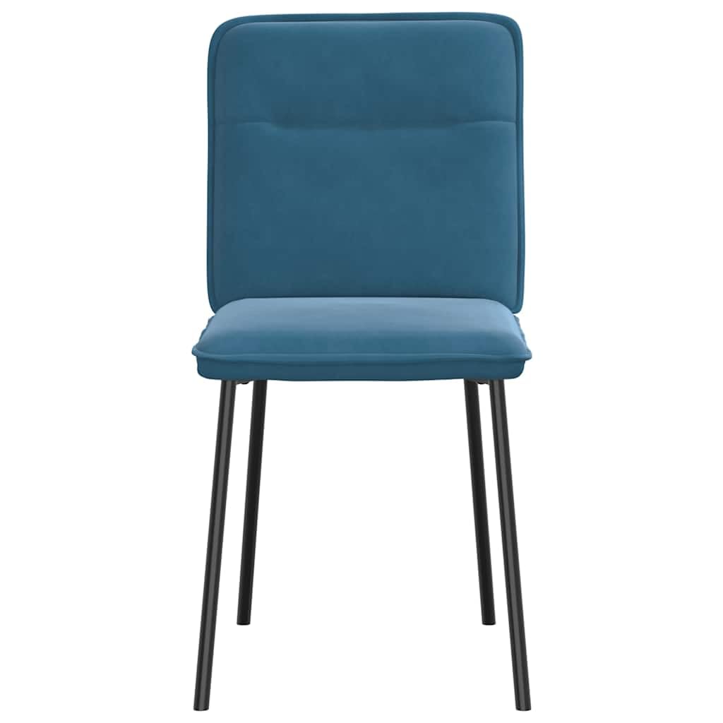 Set di 2 sedie da sala da pranzo, rivestimento in velluto blu, gambe in metallo, 45 x 54 x 83 cm, sedia da cucina moderna, comoda imbottitura per sala da pranzo, soggiorno, camera degli