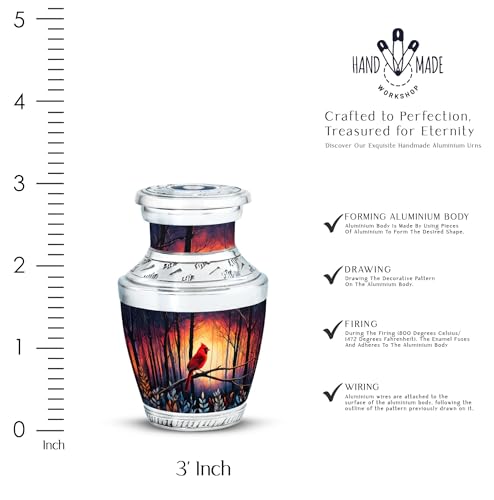 Image of Cardinal Bird Urn - Decorative Urns for Burial - Small Cremations Urns for Human Ashes Adult Female Mom - Funeral Urn - 3 Inch