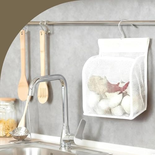 JIUCHAOTONG Wäscheklammerbeutel, Wäscheklammerbeutel zum Aufhängen Klammerbeutel, Reusable Klammerbeutel, Wäscheklammern, mit einem S-Haken, für Haus und Garten, Weiß