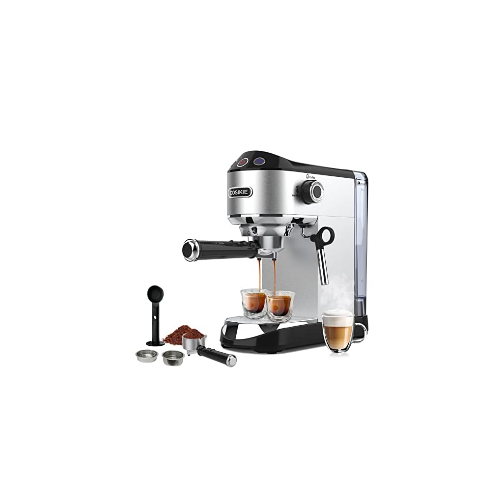 COSIKIE-Espresso-Coffee-Maker-Espresso-Machine-with-Milk-Frother-Steam-Wand-15-Bar-Fast-Heating-Espresso-Machines-for-Home-Stainless-Steel-Compact-Latte-Cappuccino-Machine-Gifts-for-Mom-and-Dad