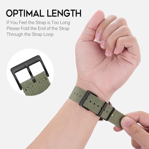 Image of TACTICAL FROG Nylon Watch Band 18mm 19 mm 20mm 22 mm 24 mm, Waterproof Military Watch Straps Replacement for Men Women, With Stainless Steel Buckle