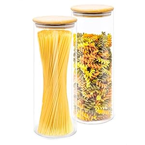 LG Luxury & Grace Vorratsgläser mit Bambus-Deckel, 1,9 L (28,5×10 cm).