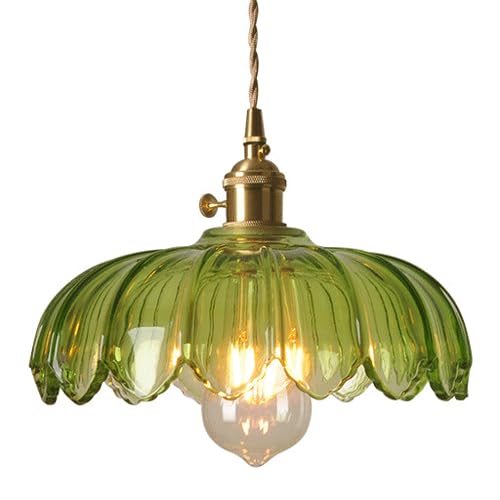 Abat-jour en verre lotus suspendu luminaire créatif E27 pour plafond poétique