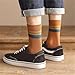 7 Pairs Men Striped Socks Fashionable Casual Retro Long Tube Daily Wear Hosiery