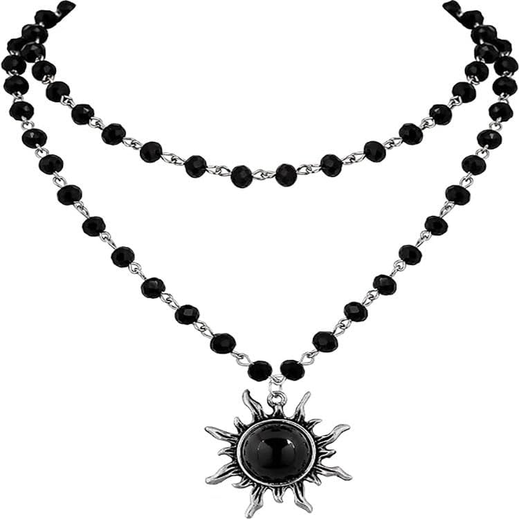 Aluinn Black Sun Choker Necklace for Women Sun Goth Necklace Adjustable Layered Choker Necklace Gothic Jewelry Gifts for Women - Image 5