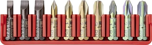 PB Swiss Tools BitBlock mit 10 Bits Kreuz Pozidriv Schlitz PB C6.701 | 100% Swiss Made | Handlicher BitBlock mit PrecisionBits für Standard-Anwendungen in Industrie und Handwerk