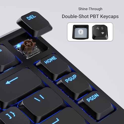Image of Keychron KJ1 Low Profile Wireless Mechanical Keyboard, 2.4 GHz Bluetooth QMK 75% Layout RGB, Hot-swappable Brown Switch Compatible with Mac Windows Linux, 2000mAh Fast Charge for Gaming - Black