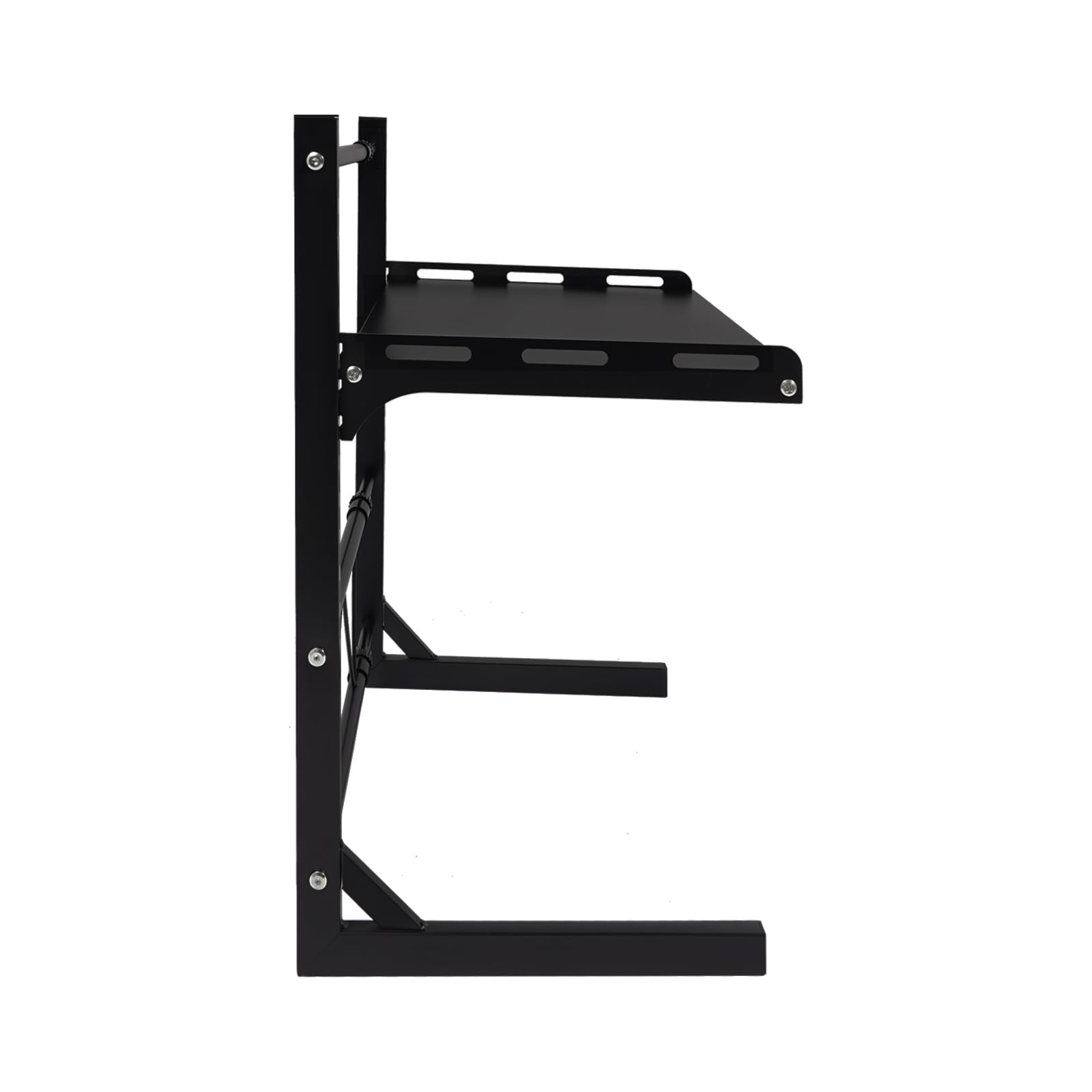 Étagère extensible pour micro-ondes avec 4 crochets, 2 niveaux, hauteur réglable de 27 à 52 cm, support pour micro-ondes, boulangerie, organisateur pour plans de travail de cuisine, noir
