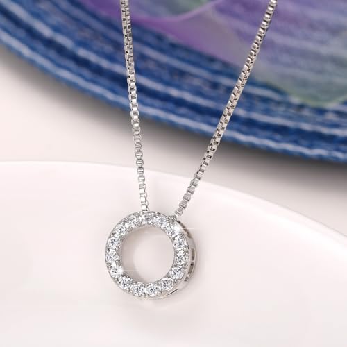 Trendy Circle Necklace with Shiny CZ Simple Stylish Wedding Party Jewelry2