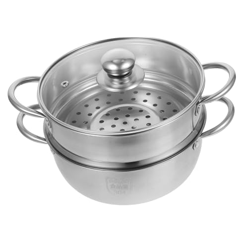 Housoutil ステンレス製ミルクパン 大容量耐錆蒸し器対応 丈夫な二重スープ鍋 ガス 調理器具適用 キッチン美化簡単洗浄