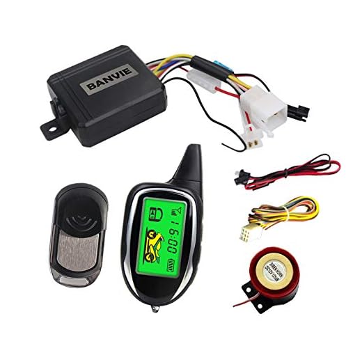 BANVIE 2 Way Motorcycle Security Alarm System with Remote Engine Start, Scooter Alarm with Shock Sensor & Motion Sensor DC12V