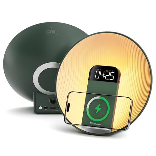 COLSUR Wake-up Light, Sonnenaufgang Simulation Lichtwecker mit Kabelloses Laden, Weiße Geräusch Maschine mit 7 Natürliche Klänge für Baby，Bluetooth-Lautsprecher & Schlummerfunktion