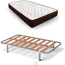 Colchón Mas Somier 105 HOGAR24 ES | Colchón Viscosoft + Somier Basic con 4 Patas Cuadradas de 26 cm | Medida: 105x190 cm