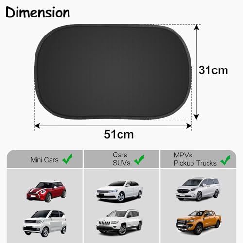 Mulor Auto Sonnenschutz Seitenscheibe Elektrostatische Adsorption Auto Fenster Sonnenschutz für Baby UV-Schutz 51×31 cm Universal Größe 2 Stück