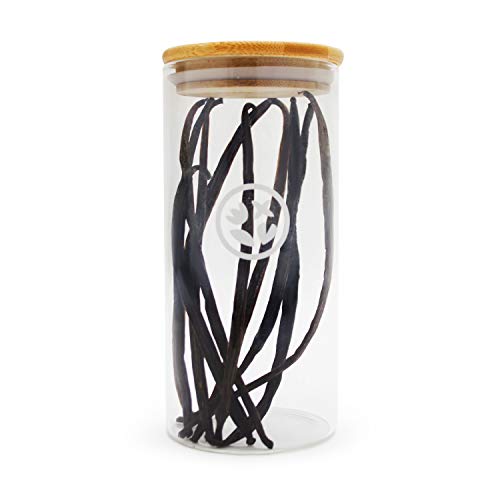 SB Organics Whole Vanilla Beans - Organic Grade A Madagascar Bourbon Real Vanilla Bean Pods for Extract, Gourmet Cooking and Baking - 15 Count Gift Set in Keepsake Glass Jar