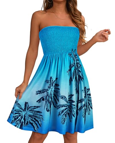 Image of elescat Summer Dresses for Women 2026 Strapless Casual Beach Cover Ups Tube Top Sundress