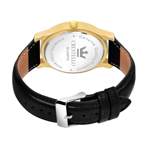 Image of CRESTELLO Brown /Black /Green Faux Leather Strap Analog Wrist Watch for Men | 1 Year Warranty* | CR-GLD252