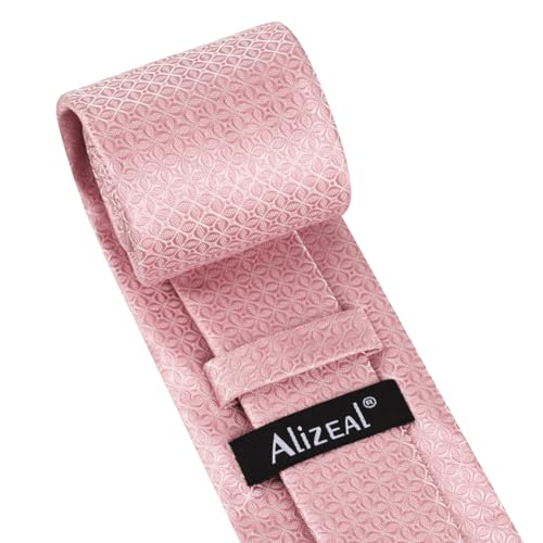 Image of Alizeal Mens Vintage Solid Plaid Tie with Pocket Square 3.15inches Necktie Set