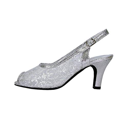 Floral Ashley Women's Wide Width Peep Toe Dress Slingback Shoes3