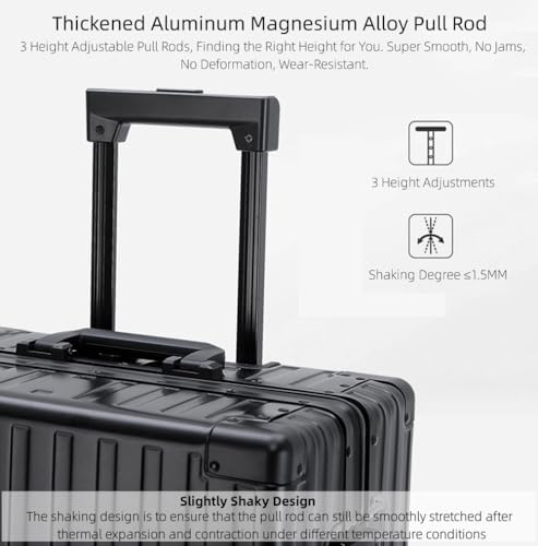 28 inch All Metal Carry On Luggage With Spinner Wheels, All Aluminum Alloy Hardshell Carry On Suitcase With Lock, Zipperless Hardside Luggage All Metal Rolling Suitcase For Travels, Business (Black)4