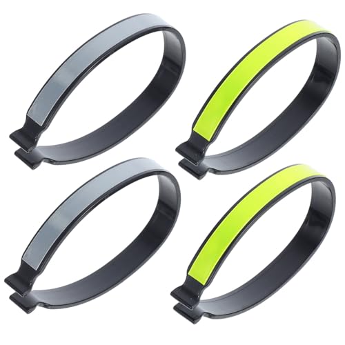 VICASKY 4pcs Reflective Bicycle Pant Clips: Safety Elastic Trouser Wraps for Cyclists - High Visibility Gear for Night Riding - Mountain Bike Accessories