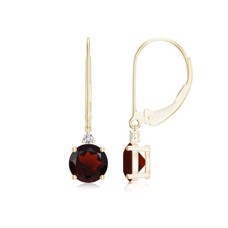 Image of Goldhartz 2 Ct. Natural Amethyst 6 mm Leverback Earrings for Women in 14k Gold Micron Plated 925 Sterling Silver, January Birthstone Dangle Earrings Jewelry for Her