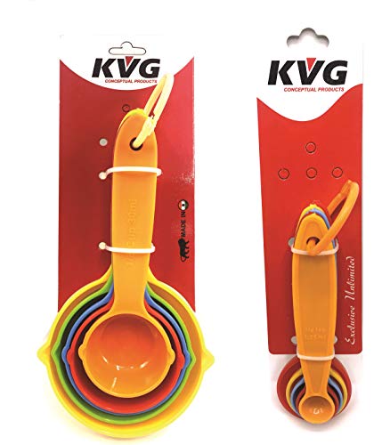 Image of Simran Handicrafts KVG Measuring Cups and Spoons Metric Measurement for Baking / Cooking, Food Grade (Set of 10)