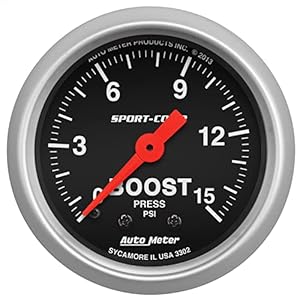 Auto Meter (3302) Sport Comp 2-1/16″ 0-15 PSI Mechanical Boost Gauge
