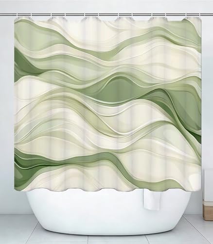 Rideau de douche vert 90x180 cm abstrait en polyester lavable - 2