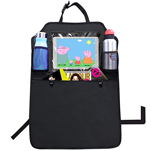 Mini UK Protector de asiento de coche organizador de asiento trasero de coche protección de auto asiento protector de asiento trasero protector de almacenamiento coche soporte tablet iPad transparente Touch Kick Mats para niños bebé