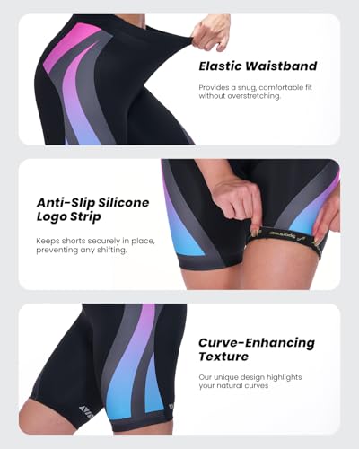 Sportneer 4D Short de Ciclismo Mujer Acolchado Pantalones Cortos Pantalón Cortos de Bicicleta de Montaña Transpirables Antideslizantes - imagen 5