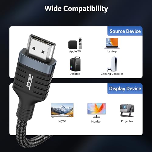 Acer HDMI 2.1 Cable 3.3FT (8K@60Hz,4K@120Hz) 48Gbps High-Speed Braided Cord - image 9