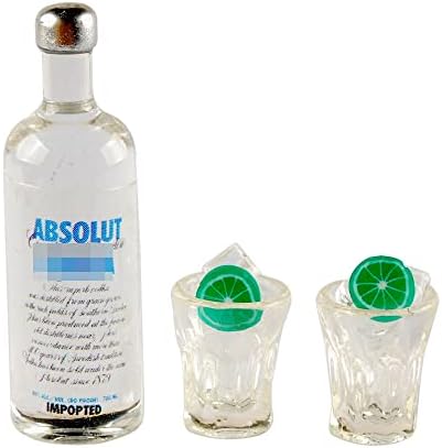 NWFashion Miniature 1:12 Scale Wine Drink Bottle+Cup for Dollhouse Scenery Accessories Furniture (1set)