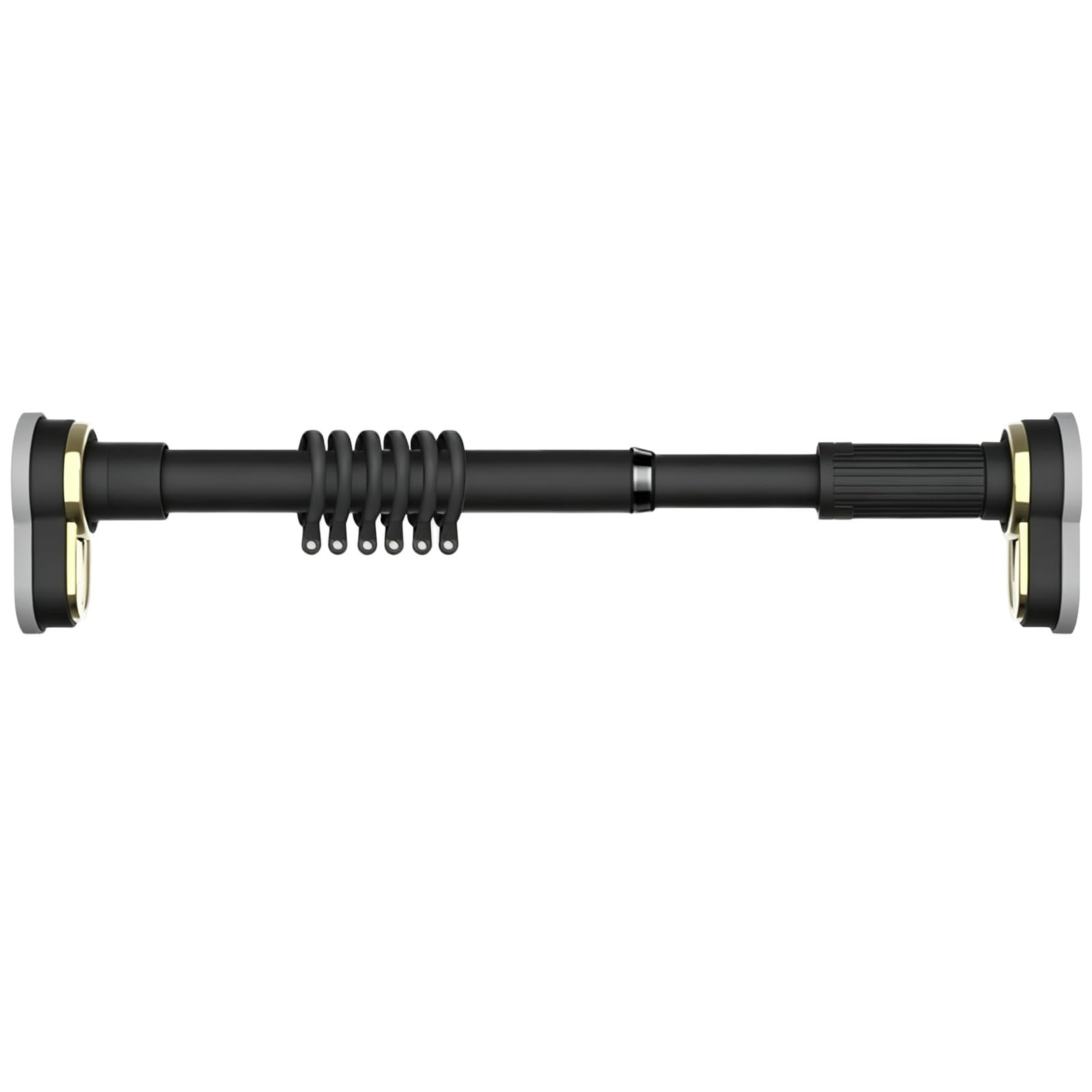Telescopic Spring Tension Curtain Rod with 20 Rings, No Drill Adjustable Shower Curtain Rod 28"-185" for Windows Bathrooms Closets Bedrooms(Black,90-160cm/35-63in)