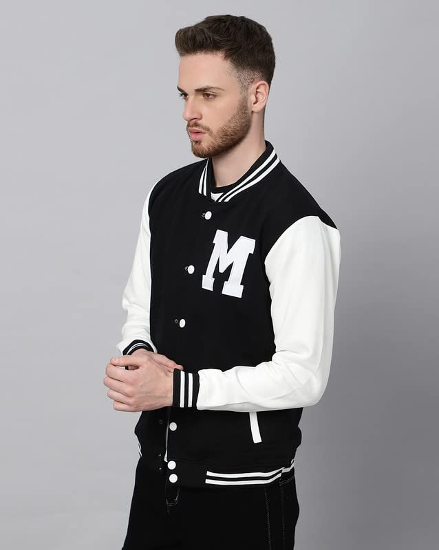 Image of BE SAVAGE Men's Cotton Blend Standard Length Varsity Jacket