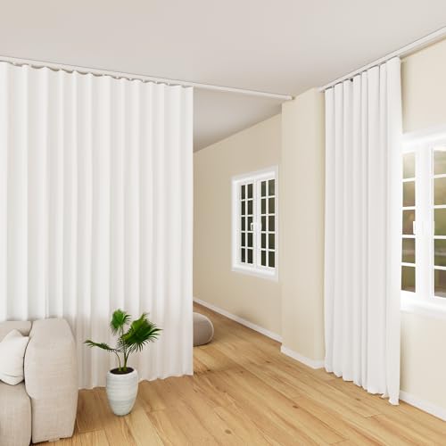 Image of hoeflife Room Divider Curtains, Blackout Ceiling Track Curtains with Hook Sound Proof Floor Curtains Perfect for Ceiling Mount Curtain Tracks Wall Divider for Room Separation