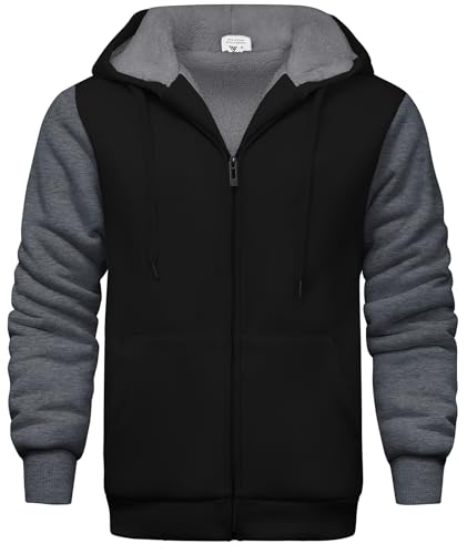 Mens Fleece Hoodies Zip Up Warm Thick Winter Jacket - image 1